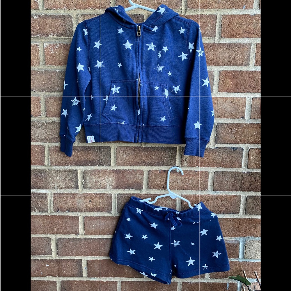 Girls Navy Starry Shorts Set
